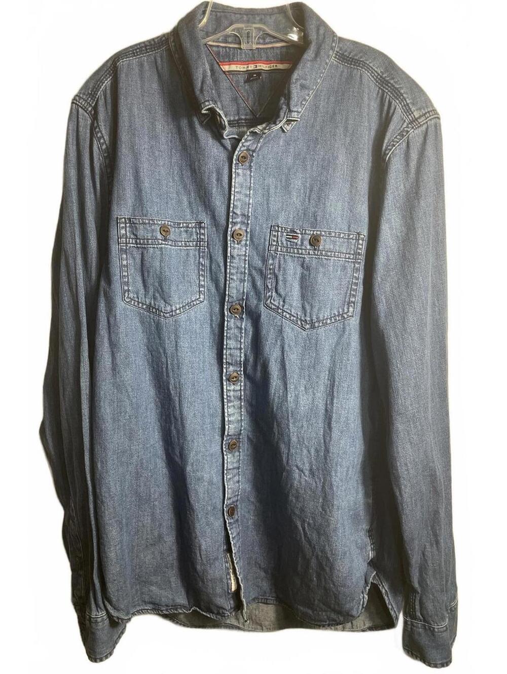 Tommy Hilfiger Denim Shirt Women's Large Button Indie Chore